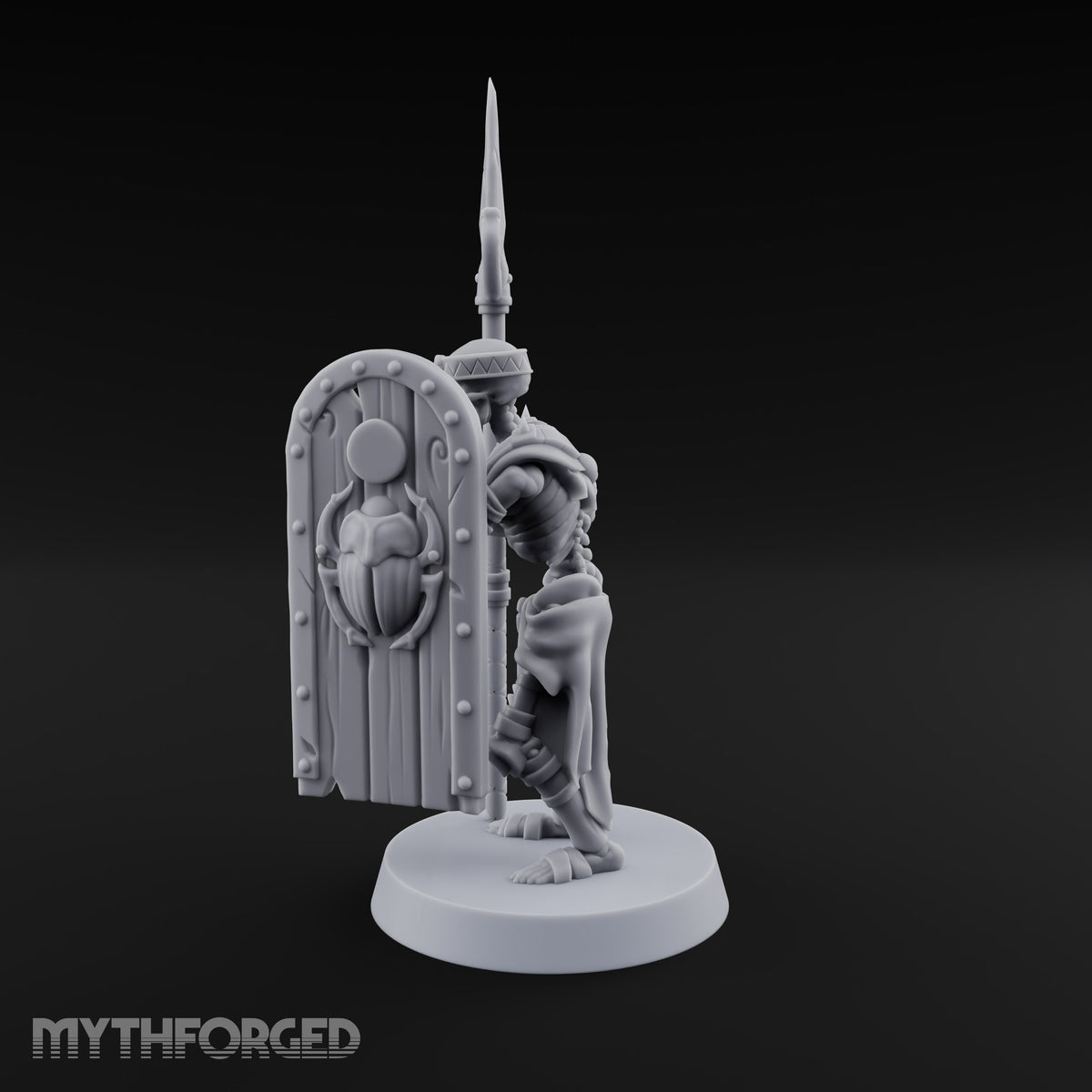 Dust and Sandstone Silence Skeleton Warrior A — Spear & Shield