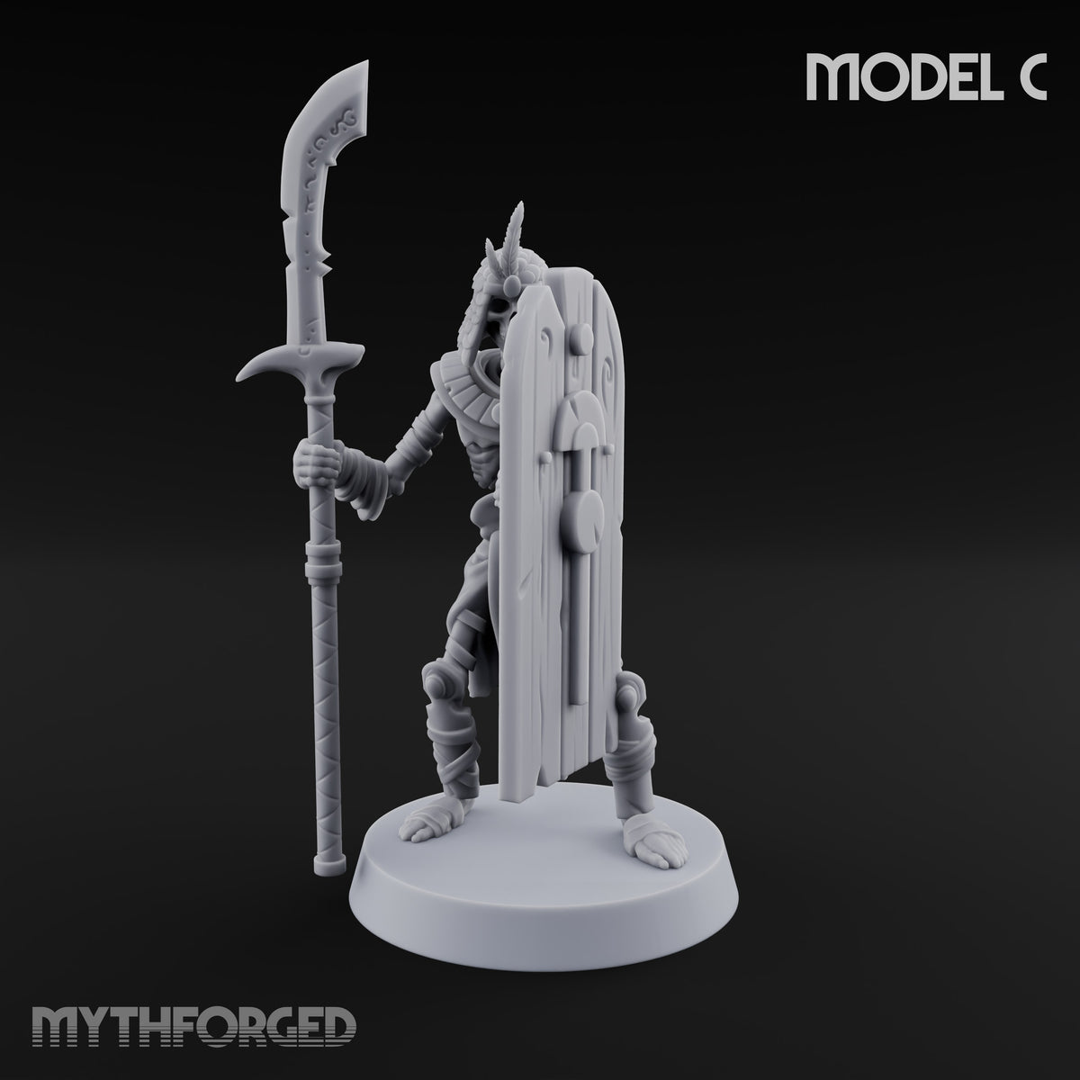 Dust and Sandstone Silence Skeleton Warrior C — Spear & Shield