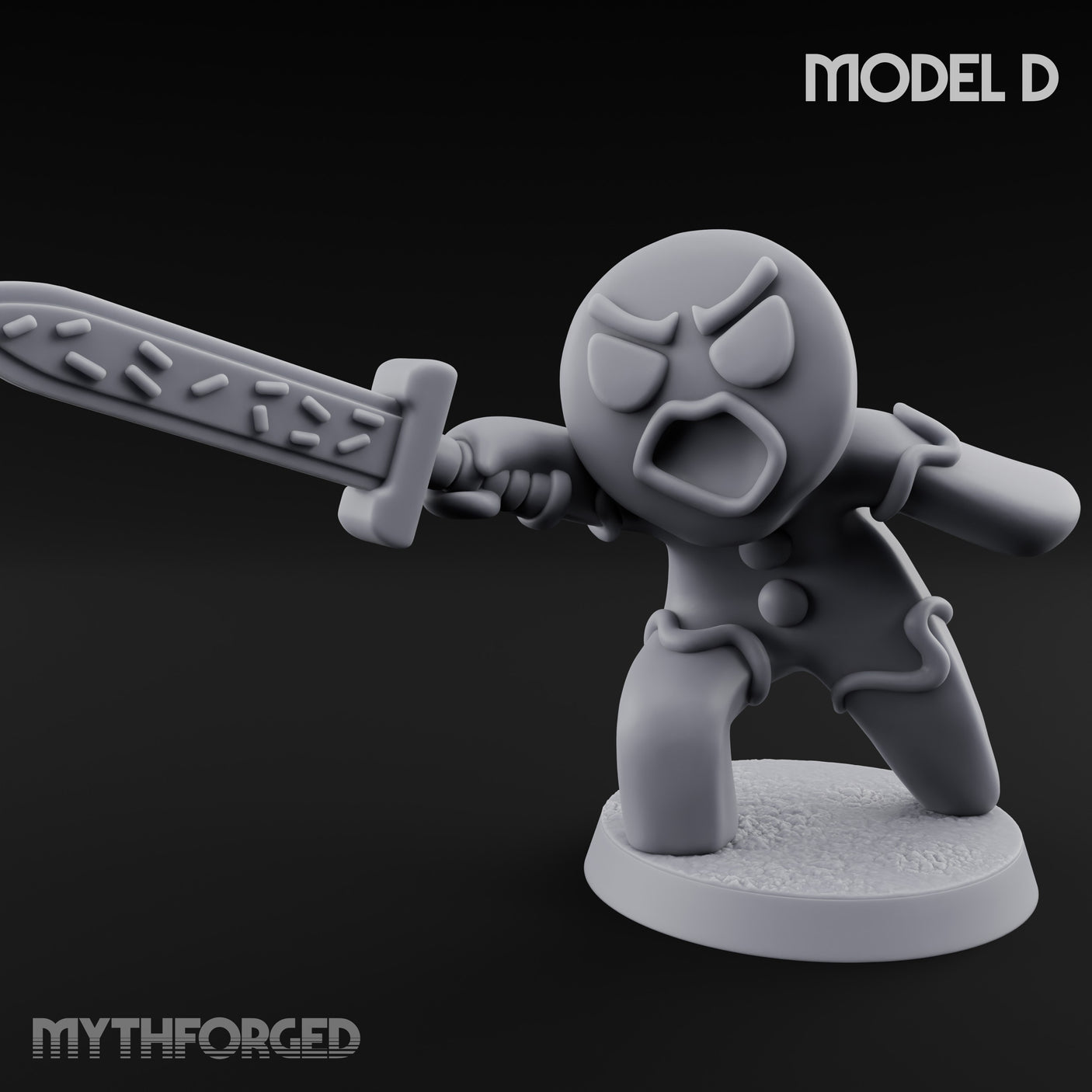 Angry Brawling Gingerbread Warrior D Miniature for Dungeons and Dragons, Pathfinder or other TTRPGs