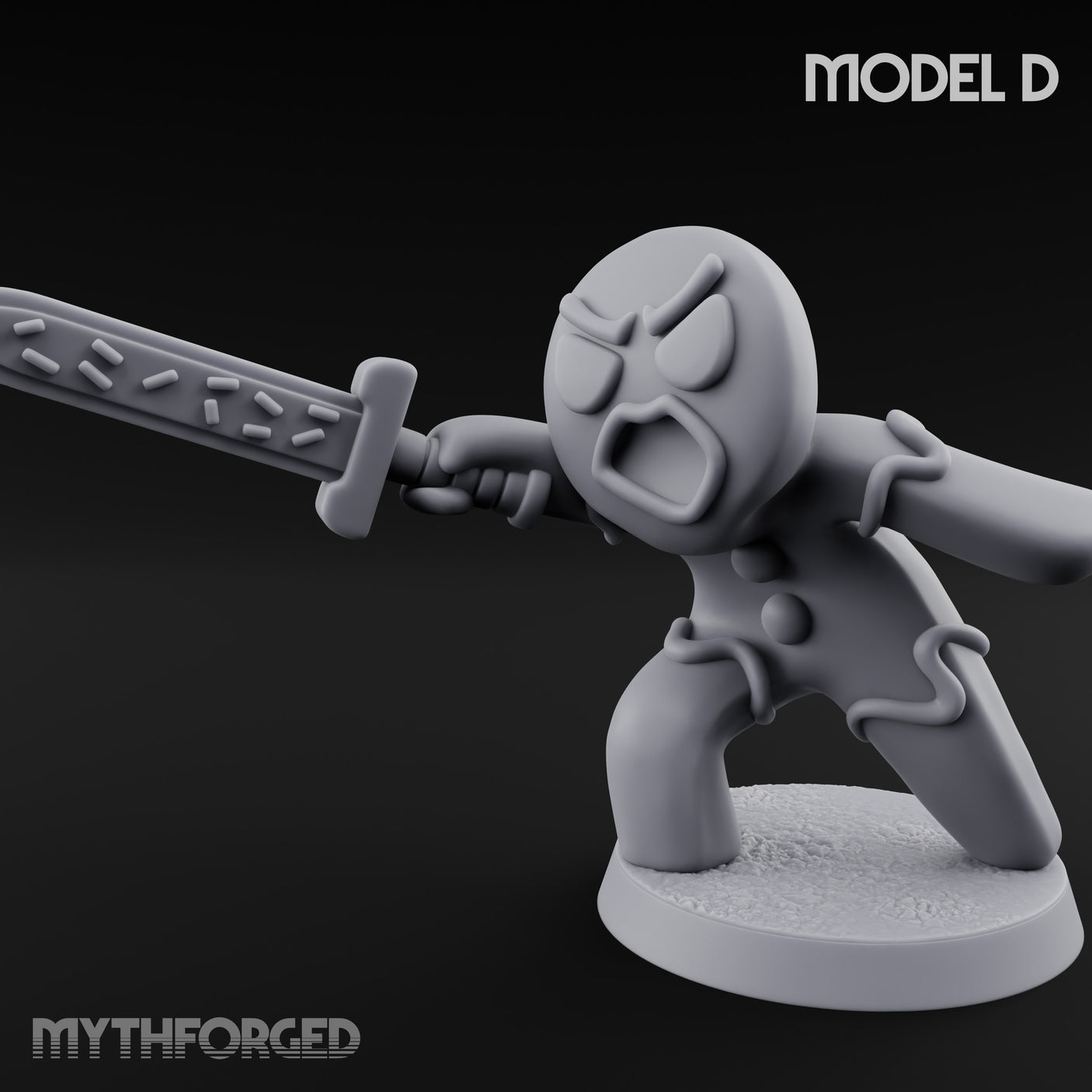 Angry Brawling Gingerbread Warrior D Miniature for Dungeons and Dragons, Pathfinder or other TTRPGs