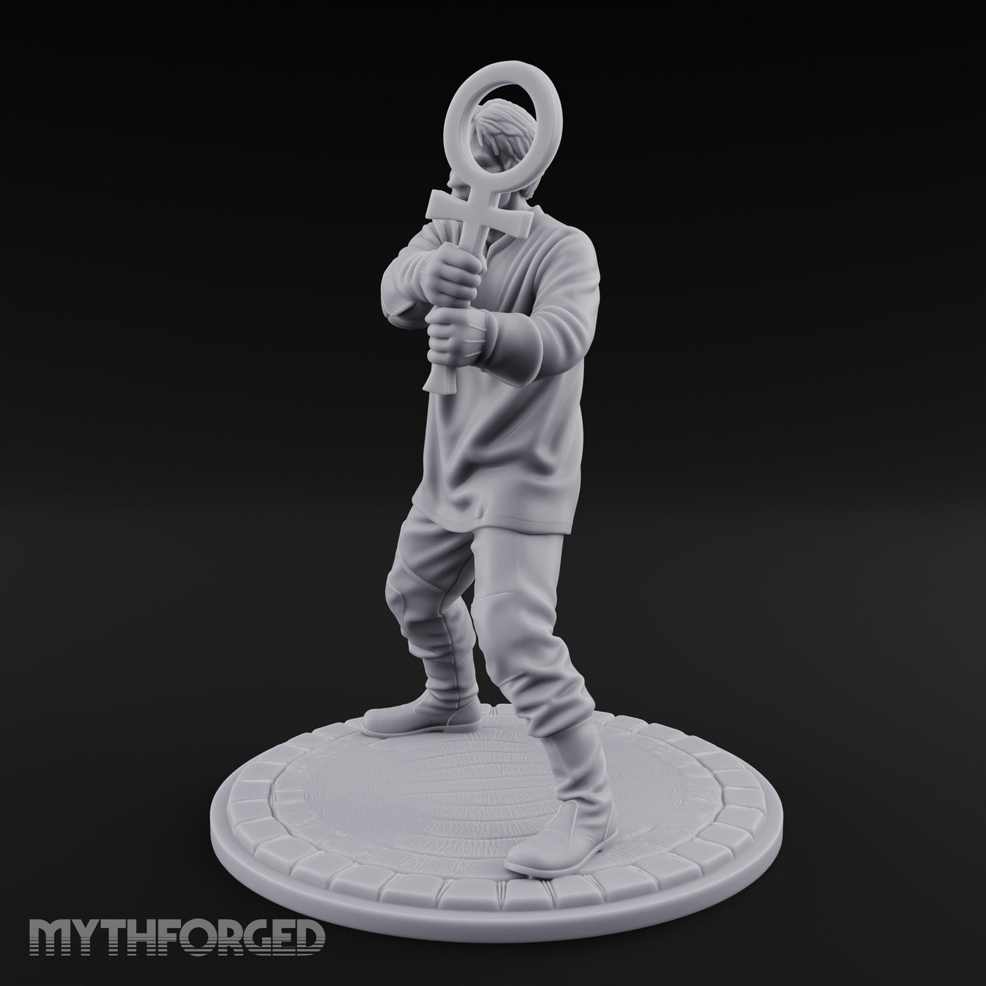 Ankh Brandishing Human Fanatic Miniature for Dungeons and Dragons, Pathfinder or other TTRPGs