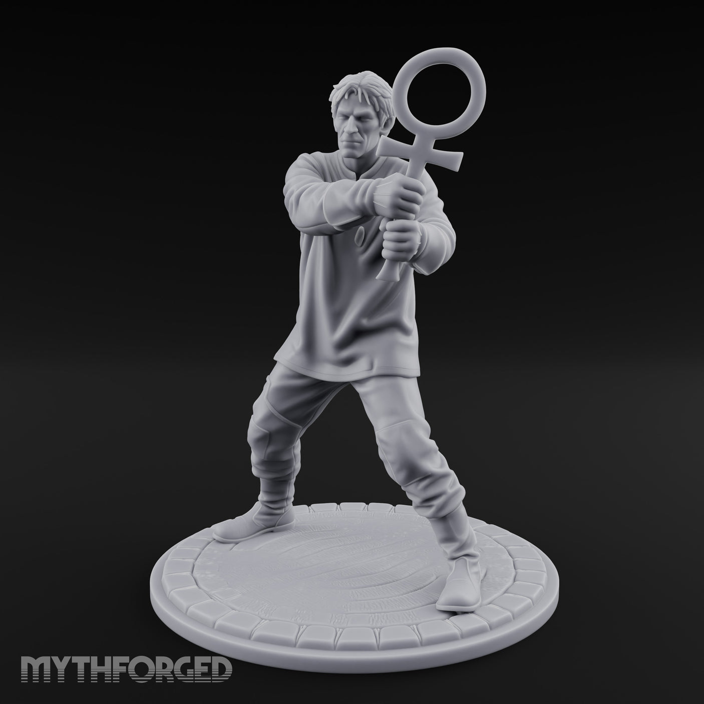Ankh Brandishing Human Fanatic Miniature for Dungeons and Dragons, Pathfinder or other TTRPGs