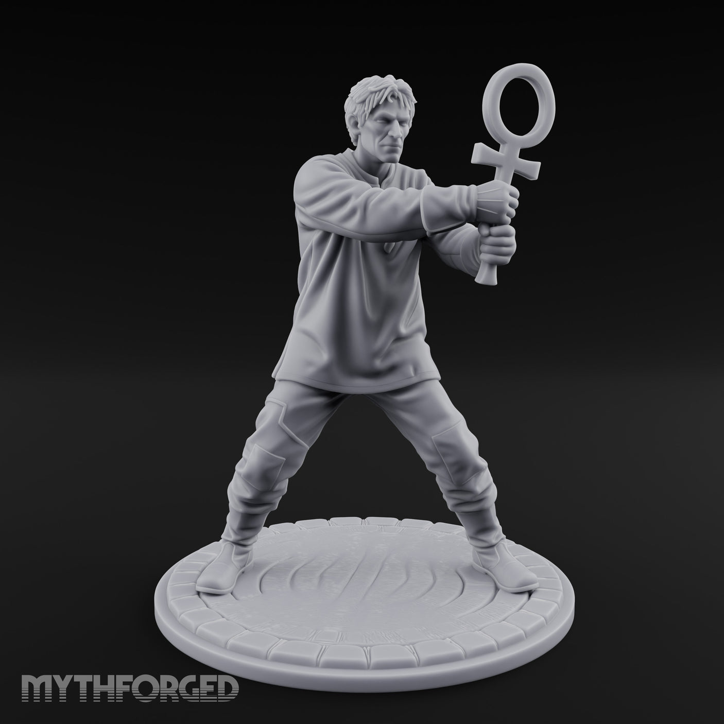 Ankh Brandishing Human Fanatic Miniature for Dungeons and Dragons, Pathfinder or other TTRPGs