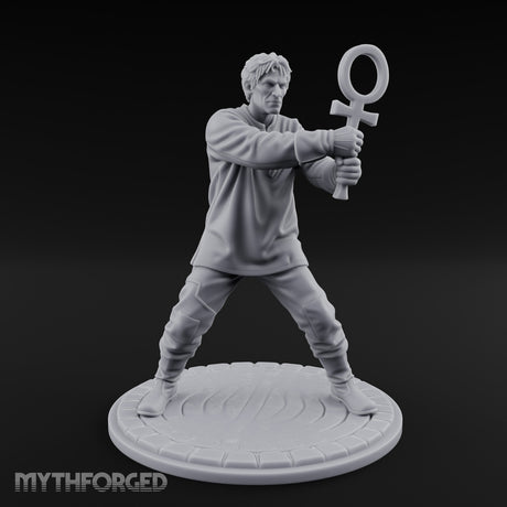 Ankh Brandishing Human Fanatic Miniature for Dungeons and Dragons, Pathfinder or other TTRPGs