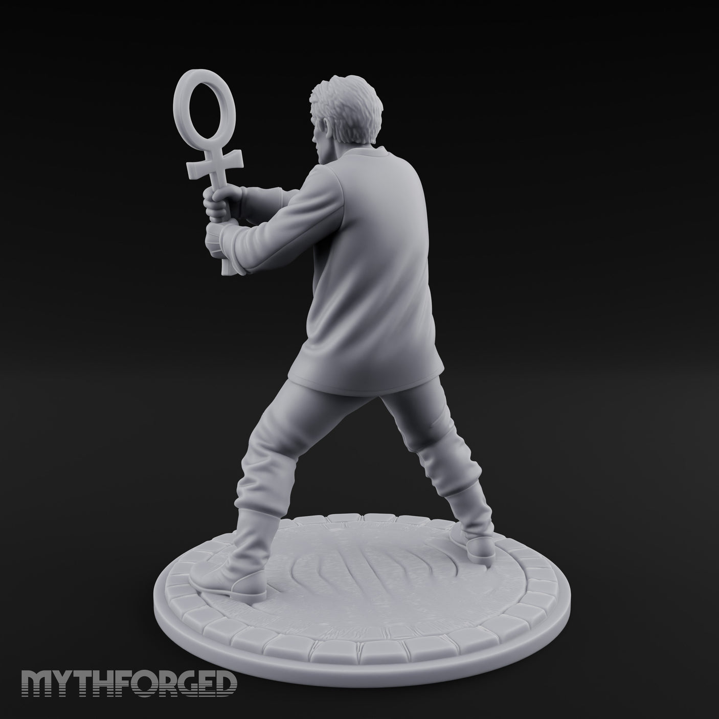Ankh Brandishing Human Fanatic Miniature for Dungeons and Dragons, Pathfinder or other TTRPGs