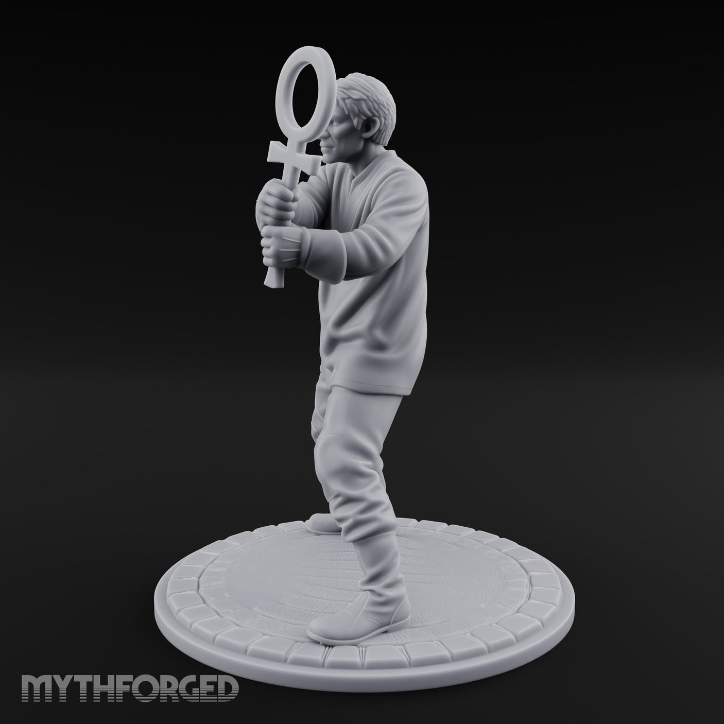 Ankh Brandishing Human Fanatic Miniature for Dungeons and Dragons, Pathfinder or other TTRPGs