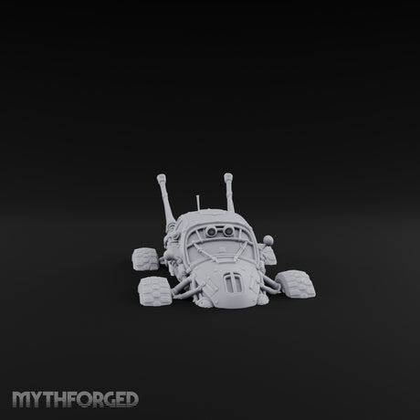 Antenna-Bristling Chunky-Wheeled Scout Buggy Miniature for Dungeons and Dragons, Pathfinder or other TTRPGs
