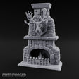 Antler-Mounted Flame-Grated Hunter's Lodge Stone Fireplace Miniature for Dungeons and Dragons, Pathfinder or other TTRPGs