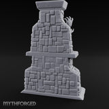 Antler-Mounted Flame-Grated Hunter's Lodge Stone Fireplace Miniature for Dungeons and Dragons, Pathfinder or other TTRPGs