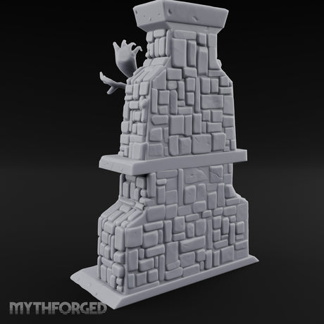 Antler-Mounted Flame-Grated Hunter's Lodge Stone Fireplace Miniature for Dungeons and Dragons, Pathfinder or other TTRPGs