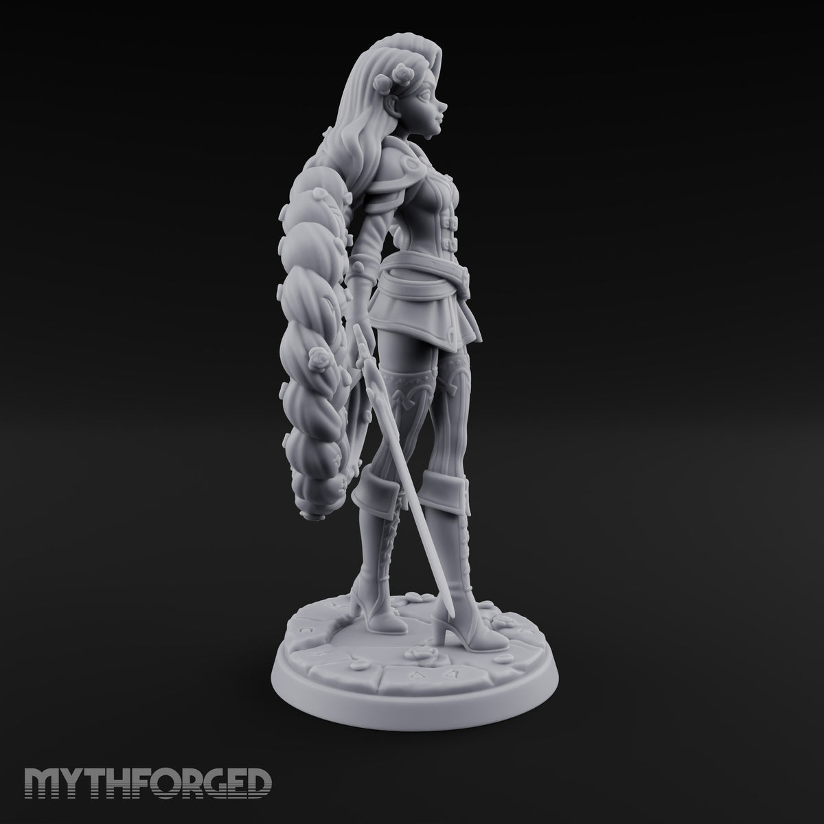 Hand on Hip, Braid in Orbit Human Swordswoman