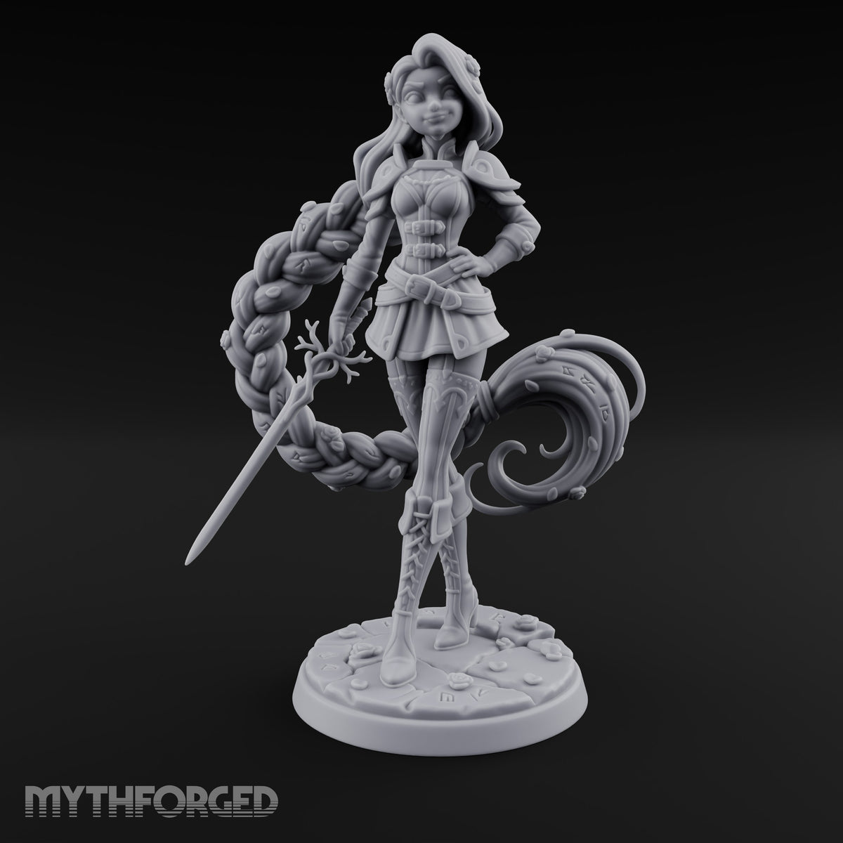 Hand on Hip, Braid in Orbit Human Swordswoman