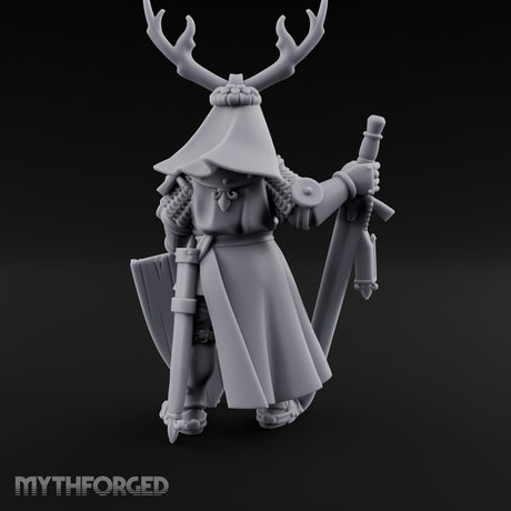 Antlered Helm Kneeling Human Duke Miniature for Dungeons and Dragons, Pathfinder or other TTRPGs