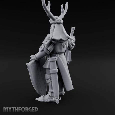 Antlered Helm Kneeling Human Duke Miniature for Dungeons and Dragons, Pathfinder or other TTRPGs
