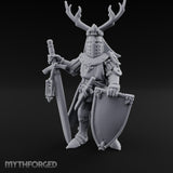 Antlered Helm Kneeling Human Duke Miniature for Dungeons and Dragons, Pathfinder or other TTRPGs