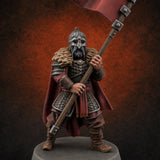 Banner Hoisting Standard Bearer Miniature for Dungeons and Dragons, Pathfinder or other TTRPGs