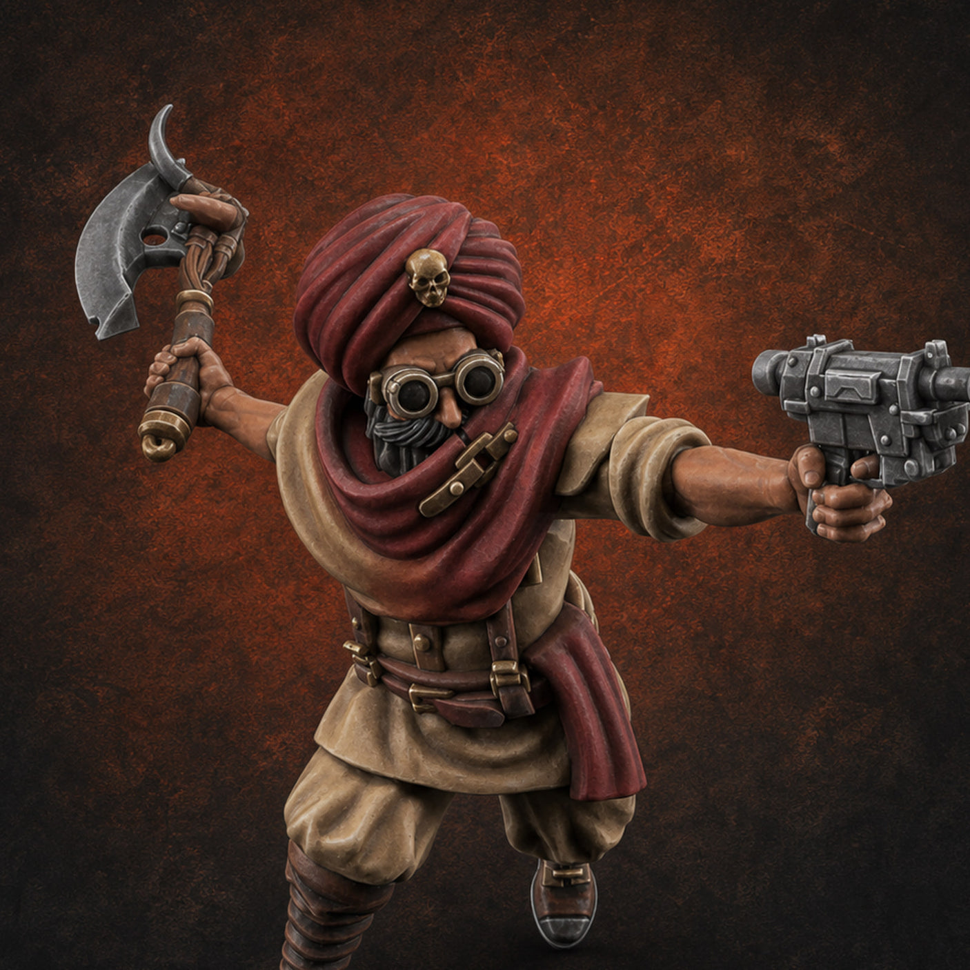 Weird War Desert Sikh Raiders B — painted concept preview (miniature supplied unpainted)