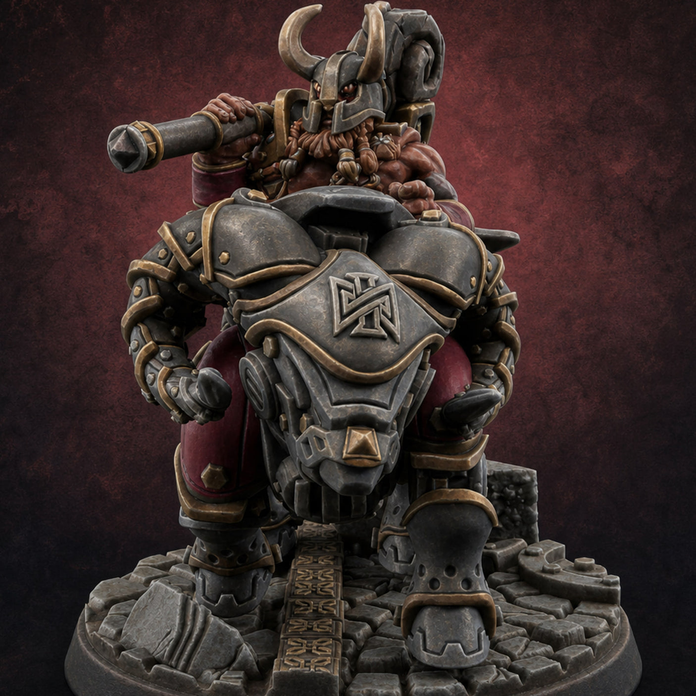 Cannon Shouldering Golem Gunner — painted concept preview (miniature supplied unpainted)
