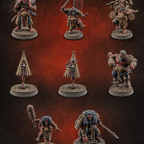 Turned Townsfolk Oni Fighters — painted concept preview (miniature supplied unpainted)