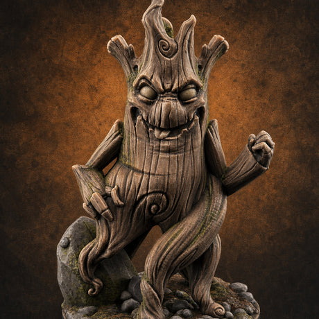 Grinning Wide Treant Sapling A Miniature for Dungeons and Dragons, Pathfinder or other TTRPGs