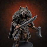 Fur-Cloaked Wolfpack Wolf Knight B Miniature for Dungeons and Dragons, Pathfinder or other TTRPGs