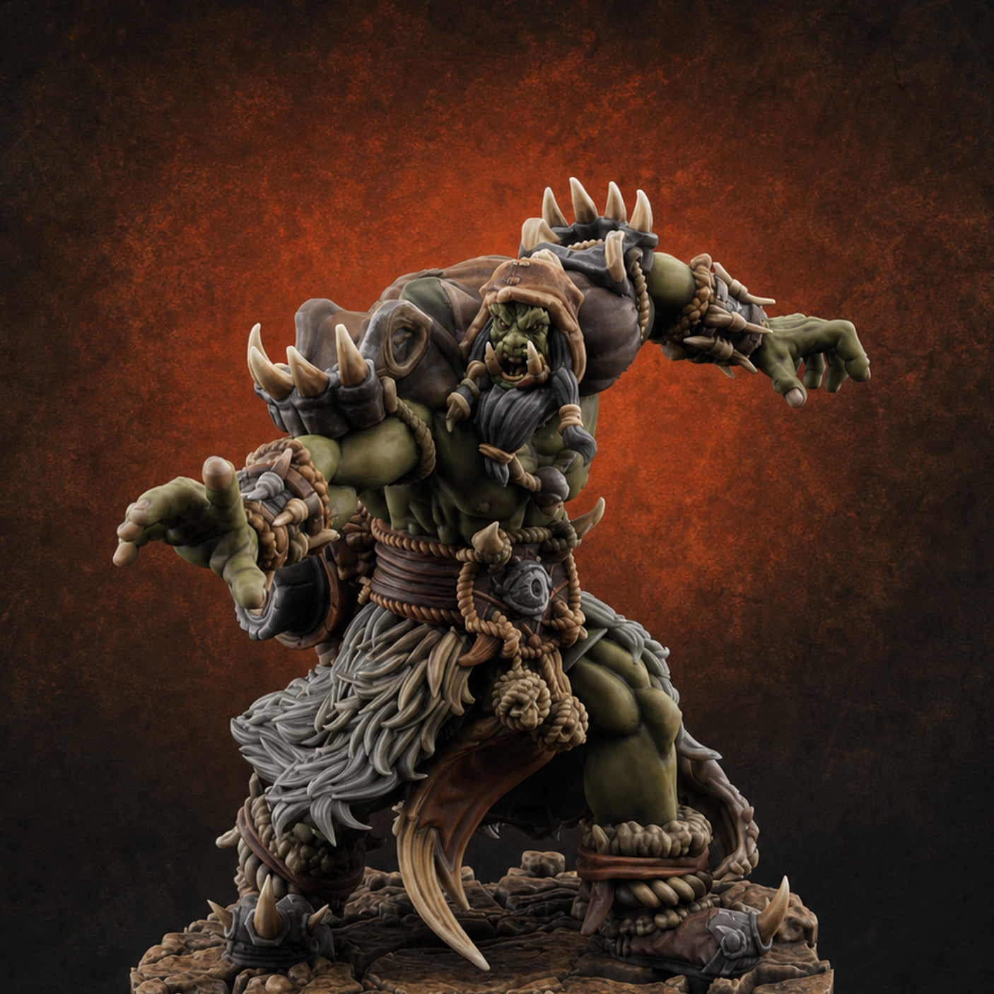 Arms Raised Conjuring Orc Sorcerers B Miniature for Dungeons and Dragons, Pathfinder or other TTRPGs