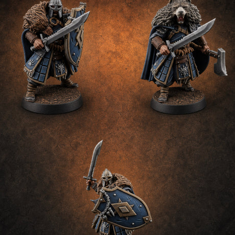 Fur-Cloaked Wolfpack Knights Miniature for Dungeons and Dragons, Pathfinder or other TTRPGs