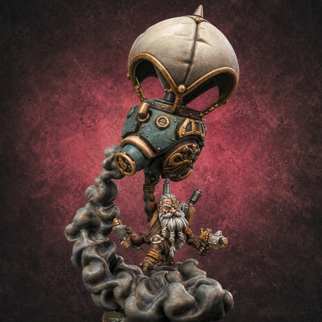 Floating Above Dwarf Bombardiers Miniature for Dungeons and Dragons, Pathfinder or other TTRPGs