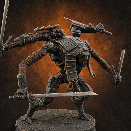 Multi Armed Slashing Automaton Warrior A Miniature for Dungeons and Dragons, Pathfinder or other TTRPGs