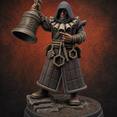 Ringing The Bell Human Cultist Miniature for Dungeons and Dragons, Pathfinder or other TTRPGs