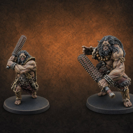 Club Swinging Brutish Ogre Set Miniature for Dungeons and Dragons, Pathfinder or other TTRPGs