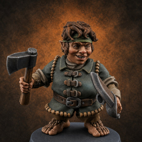 Makeshift Weapons Held High Halfling Militia A Miniature for Dungeons and Dragons, Pathfinder or other TTRPGs