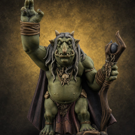 Fists Raised Triumphant Troll Witch — painted concept preview (miniature supplied unpainted)