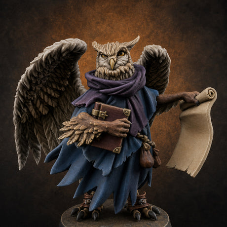Scrolls Clutching Aarakocra Wizard — painted concept preview (miniature supplied unpainted)