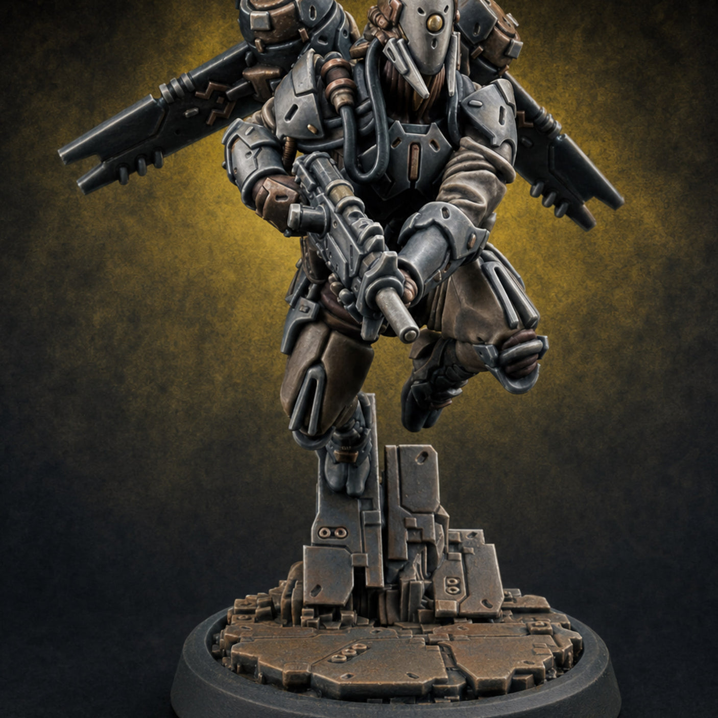 Gun Toting Leaping Warforged Trooper G — painted concept preview (miniature supplied unpainted)