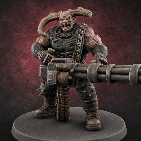 Gatling Gun Grinning Troll Gunner — painted concept preview (miniature supplied unpainted)