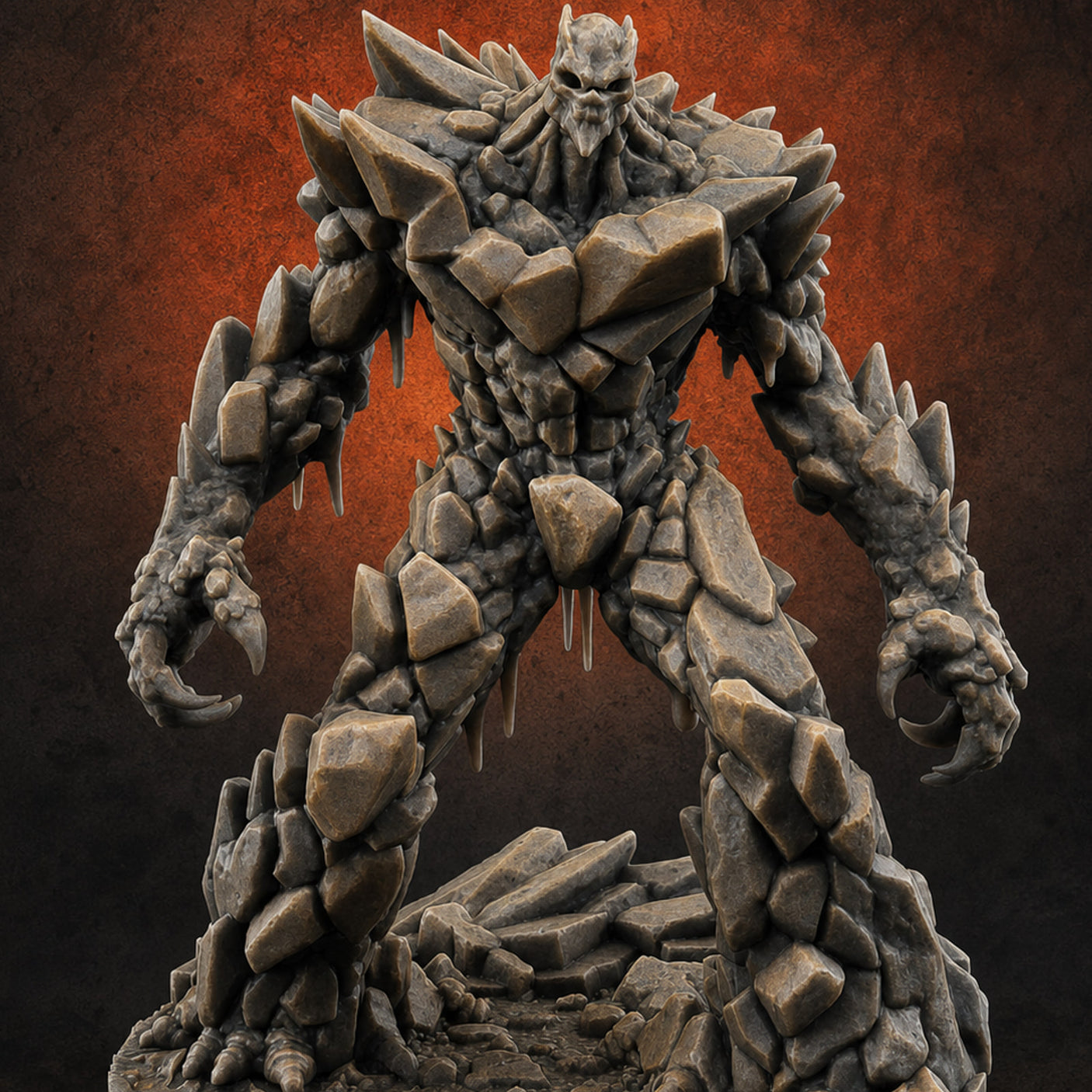 Crystalline Emerging Earth Elemental Colossus — painted concept preview (miniature supplied unpainted)