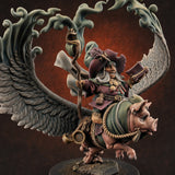 Rainbow Pig Riding Halfling Mage — painted concept preview (miniature supplied unpainted)