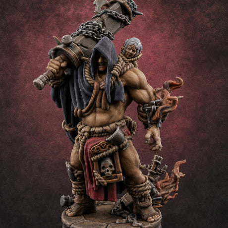 Chain Wrapped Crushing Human Monk Miniature for Dungeons and Dragons, Pathfinder or other TTRPGs