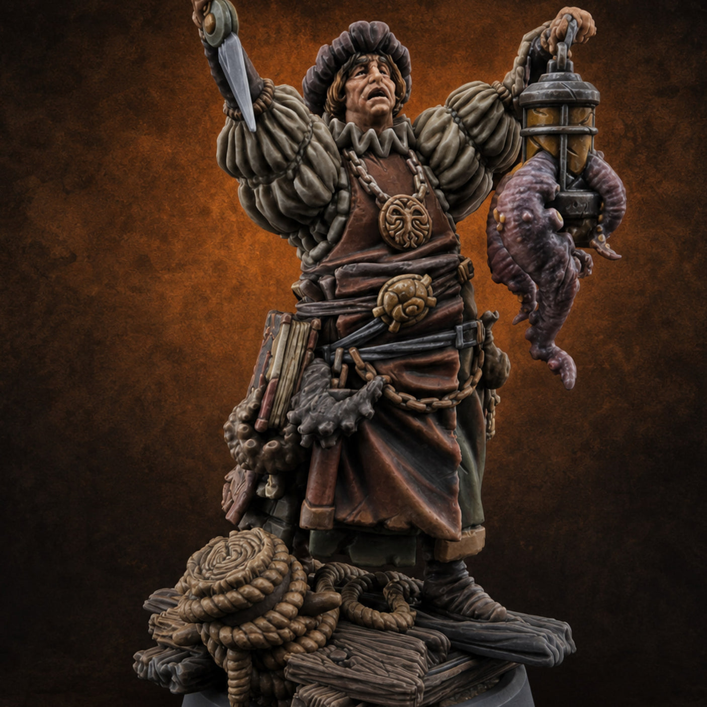 Tentacle Lashing Lantern Raising Cultist A — painted concept preview (miniature supplied unpainted)