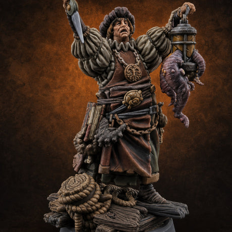Tentacle Lashing Lantern Raising Cultist A — painted concept preview (miniature supplied unpainted)