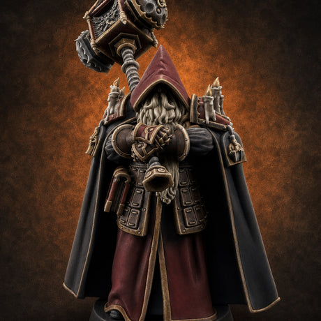 Hammer Resting Hooded Cleric Miniature for Dungeons and Dragons, Pathfinder or other TTRPGs