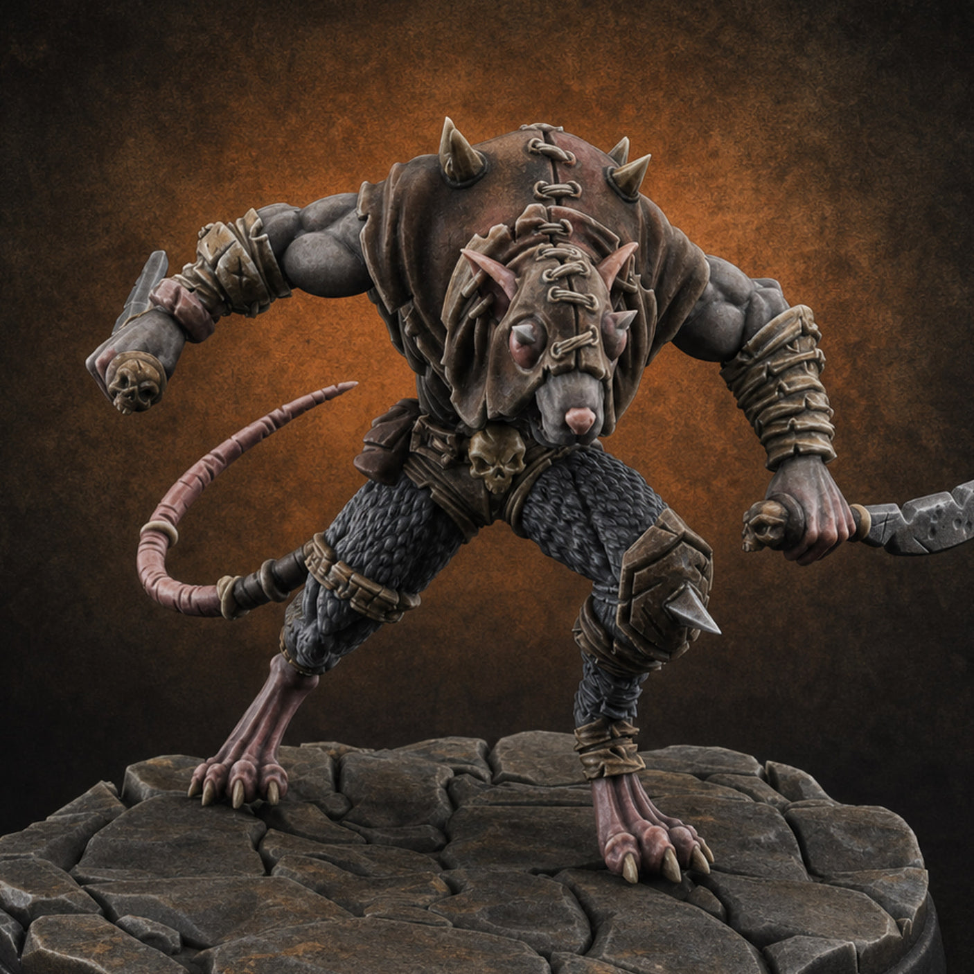 Weapons Spread Wide Screeching Ratfolk B — painted concept preview (miniature supplied unpainted)
