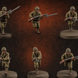 Bayonet Charging World War 2 Japanese Riflemen Miniature for Dungeons and Dragons, Pathfinder or other TTRPGs