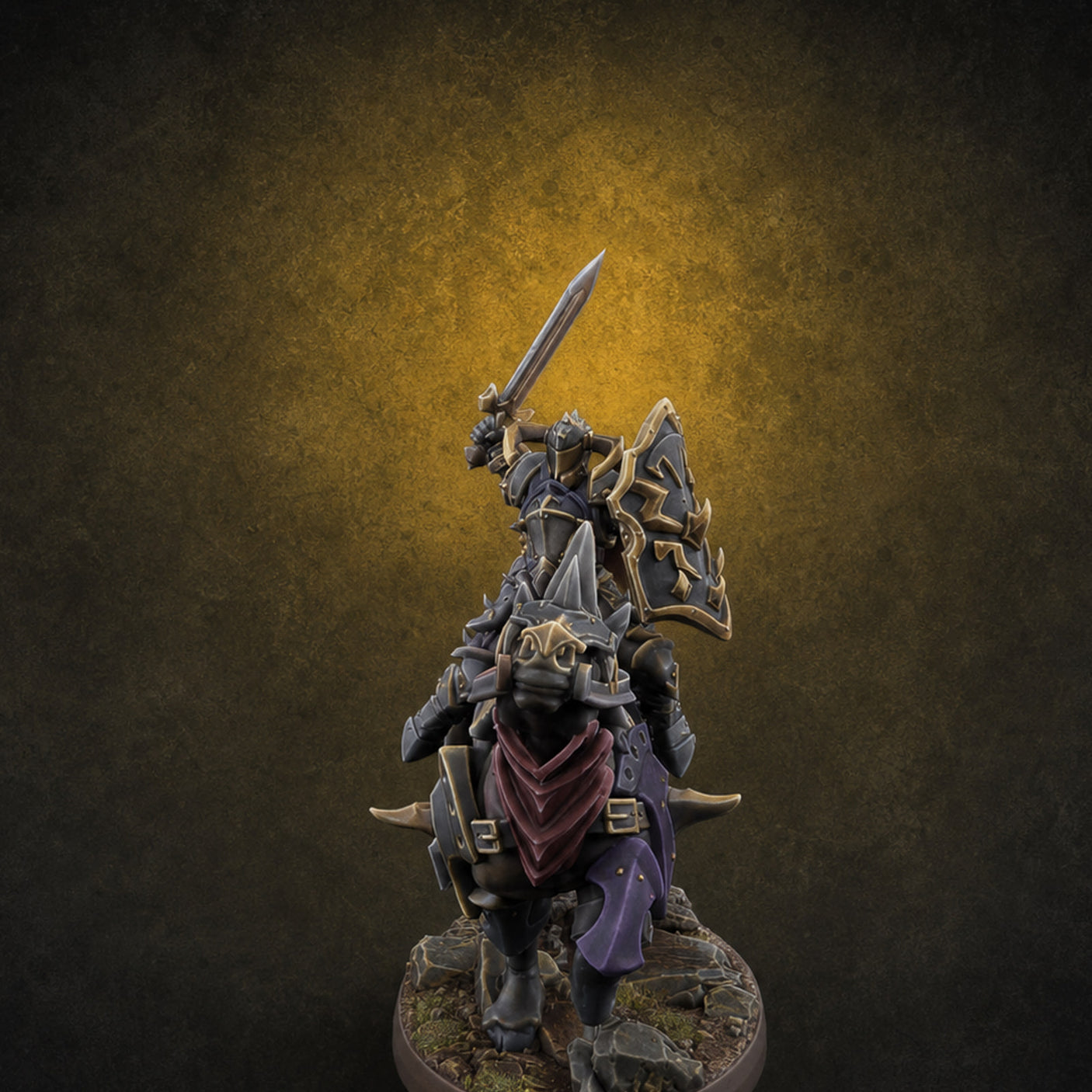 Fist Raised Triumphant War Stallion Warlord C — painted concept preview (miniature supplied unpainted)