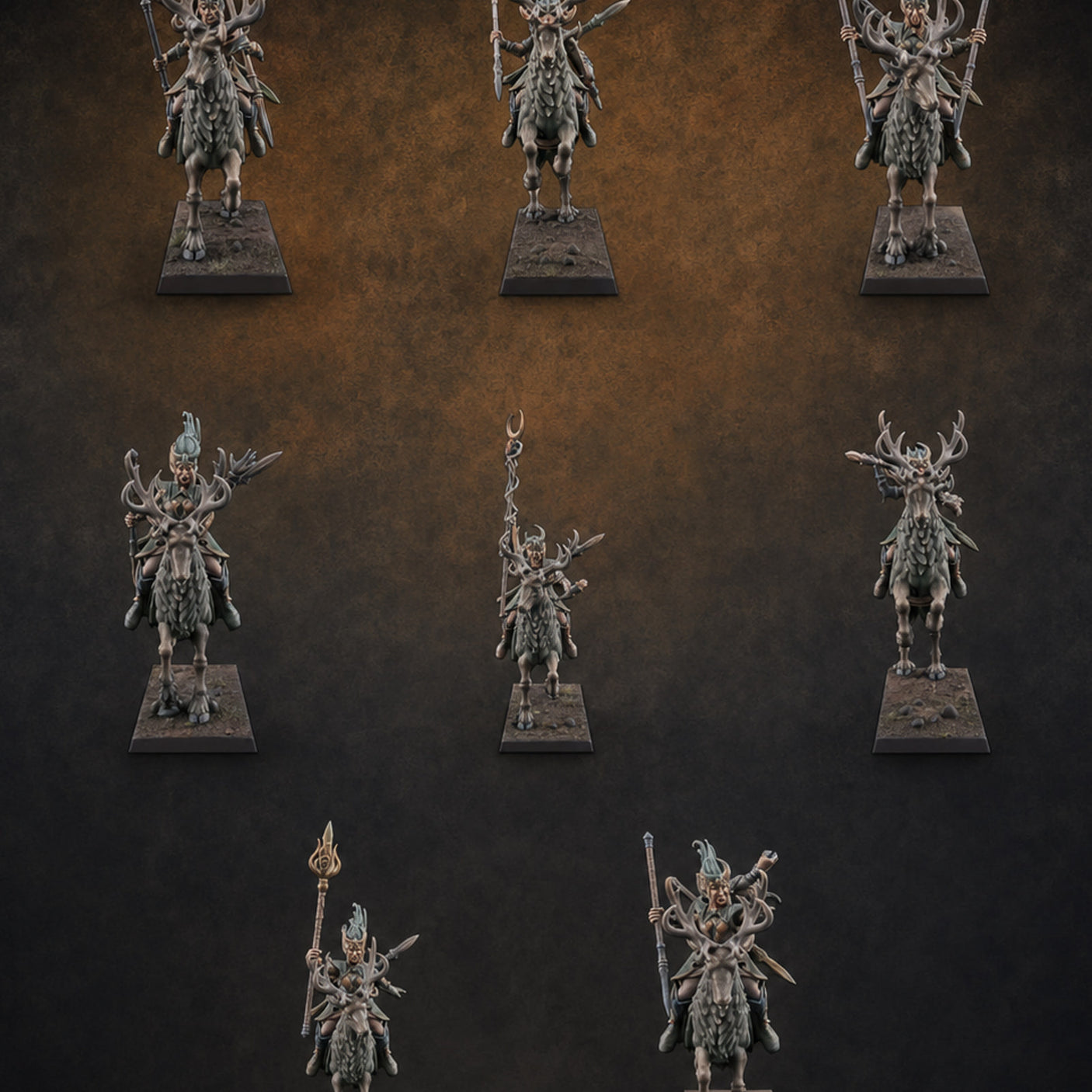 Antlered Tribe Night Sisters — painted concept preview (miniature supplied unpainted)