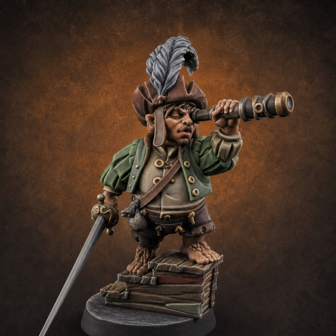 Spyglass Scouting Halfling Bombardier A Miniature for Dungeons and Dragons, Pathfinder or other TTRPGs