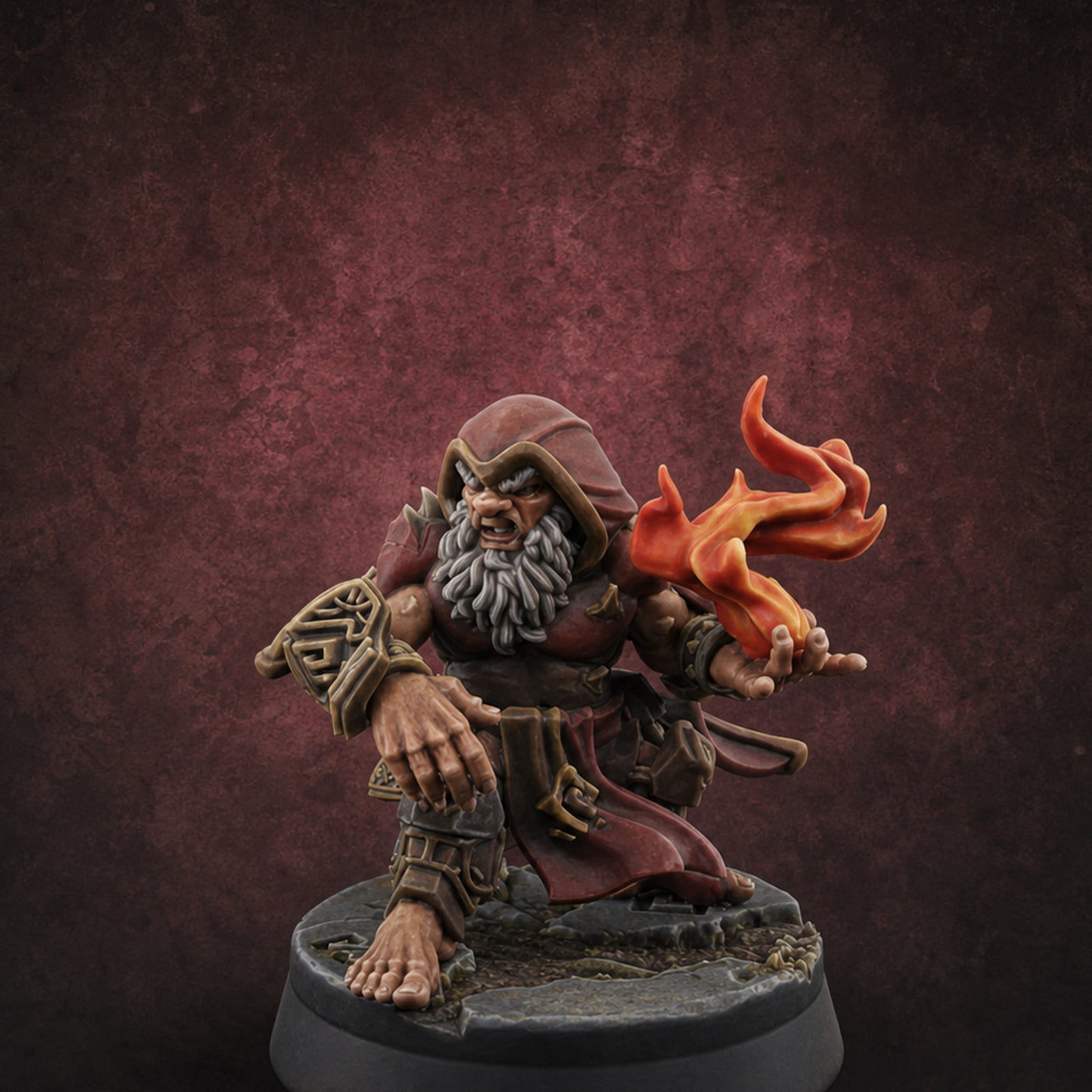 Flames Towering Skyward Dwarf Fire Casters C Miniature for Dungeons and Dragons, Pathfinder or other TTRPGs