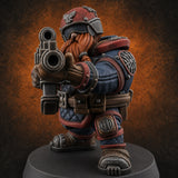 Both Barrels Blazing Space Dwarf Soldiers B — painted concept preview (miniature supplied unpainted)