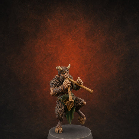 Horn Blowing Rally Satyr Warband G Miniature for Dungeons and Dragons, Pathfinder or other TTRPGs